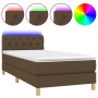 Cama box spring con colchón LED tela marrón oscuro 80x200 cm de vidaXL, Camas y somieres - Ref: Foro24-3133912, Precio: 296,6...