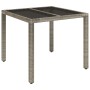 Mesa de jardín superficie de vidrio ratán PE gris 90x90x75 cm en Mesas de jardín | Comprar online en Foru.es