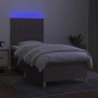 Cama box spring colchón y luces LED tela gris taupe 90x200 cm de vidaXL, Camas y somieres - Ref: Foro24-3135569, Precio: 377,...