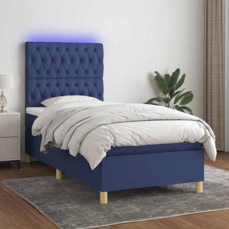 Cama box spring colchón y luces LED tela azul 80x200 cm de vidaXL, Camas y somieres - Ref: Foro24-3135635, Precio: 345,93 €, ...