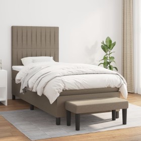 Cama box spring con colchón tela gris taupe 90x200 cm de vidaXL, Camas y somieres - Ref: Foro24-3136729, Precio: 399,34 €, De...