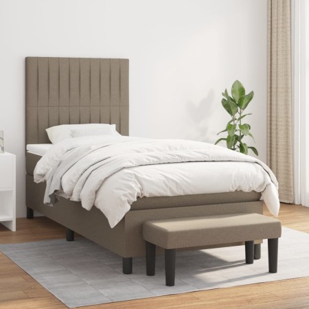 Cama box spring con colchón tela gris taupe 90x200 cm de vidaXL, Camas y somieres - Ref: Foro24-3136729, Precio: 399,34 €, De...
