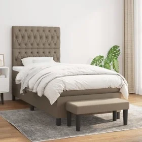 Cama box spring con colchón tela gris taupe 90x200 cm de vidaXL, Camas y somieres - Ref: Foro24-3136809, Precio: 436,89 €, De...