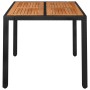 Mesa de jardín superficie de madera ratán PE negro 90x90x75 cm en Mesas de jardín | Comprar online en Foru.es