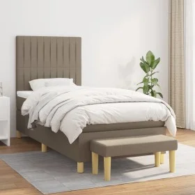 Cama box spring con colchón tela gris taupe 90x200 cm de vidaXL, Camas y somieres - Ref: Foro24-3137289, Precio: 391,82 €, De...
