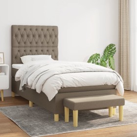Cama box spring con colchón tela gris taupe 90x200 cm de vidaXL, Camas y somieres - Ref: Foro24-3137369, Precio: 435,18 €, De...