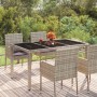 Mesa de jardín superficie de vidrio ratán PE gris 150x90x75 cm en Mesas de jardín | Comprar online en Foru.es