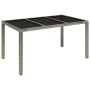 Mesa de jardín superficie de vidrio ratán PE gris 150x90x75 cm en Mesas de jardín | Comprar online en Foru.es