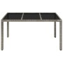 Mesa de jardín superficie de vidrio ratán PE gris 150x90x75 cm en Mesas de jardín | Comprar online en Foru.es