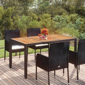 Mesa de jardín superficie de madera ratán PE negro 150x90x75 cm en Mesas de jardín | Comprar online en Foru.es