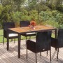 Mesa de jardín superficie de madera ratán PE negro 150x90x75 cm en Mesas de jardín | Comprar online en Foru.es