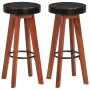 Taburetes de cocina 2 uds cuero auténtico madera maciza acacia de vidaXL, Taburetes de cocina - Ref: Foro24-348165, Precio: 1...