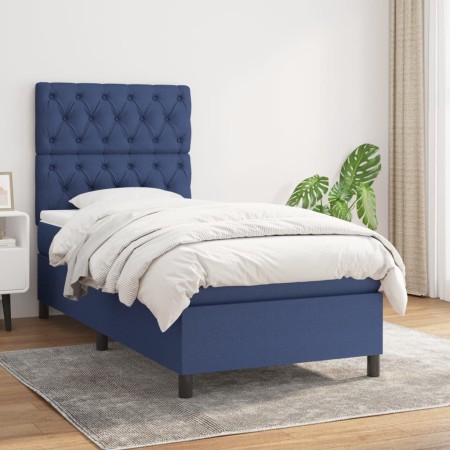 Cama box spring con colchón tela azul 80x200 cm de vidaXL, Camas y somieres - Ref: Foro24-3141975, Precio: 364,45 €, Descuent...