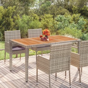 Mesa de jardín superficie de madera ratán PE gris 150x90x75 cm en Mesas de jardín | Comprar online en Foru.es