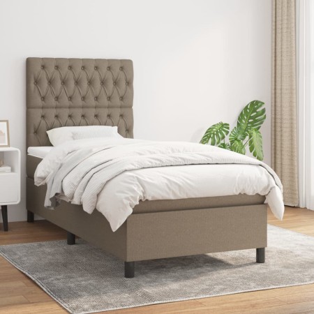 Cama box spring con colchón tela gris taupe 90x200 cm de vidaXL, Camas y somieres - Ref: Foro24-3141989, Precio: 387,32 €, De...