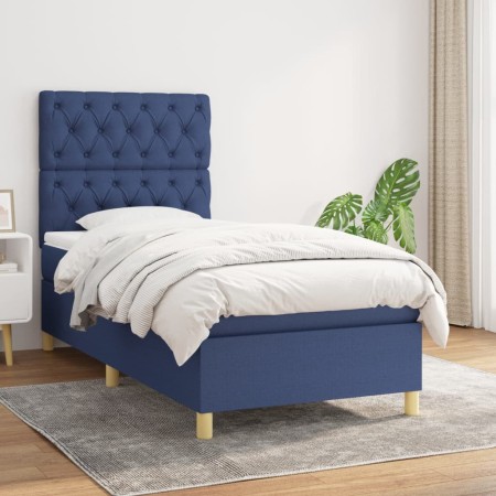 Cama box spring con colchón tela azul 80x200 cm de vidaXL, Camas y somieres - Ref: Foro24-3142535, Precio: 339,74 €, Descuent...