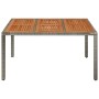 Mesa de jardín superficie de madera ratán PE gris 150x90x75 cm en Mesas de jardín | Comprar online en Foru.es