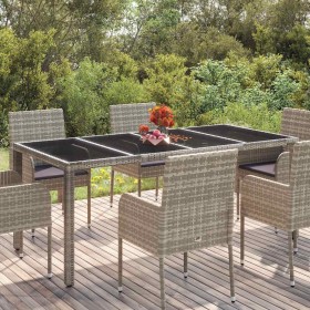 Mesa de jardín superficie de vidrio ratán PE gris 190x90x75 cm en Mesas de jardín | Comprar online en Foru.es