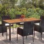 Mesa de jardín superficie de madera ratán PE negro 190x90x75 cm en Mesas de jardín | Comprar online en Foru.es