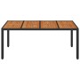 Mesa de jardín superficie de madera ratán PE negro 190x90x75 cm en Mesas de jardín | Comprar online en Foru.es