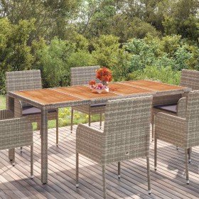 Mesa de jardín superficie de madera ratán PE gris 190x90x75 cm en Mesas de jardín | Comprar online en Foru.es