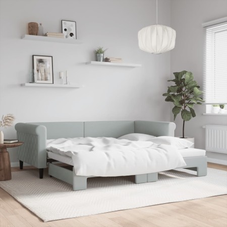 Sofá cama nido terciopelo gris claro 90x190 cm de vidaXL, Camas y somieres - Ref: Foro24-3197784, Precio: 251,67 €, Descuento: %