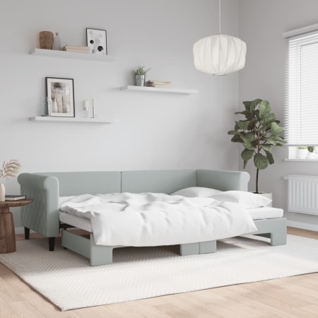 Sofá cama nido terciopelo gris claro 80x200 cm de vidaXL, Camas y somieres - Ref: Foro24-3197764, Precio: 250,63 €, Descuento: %