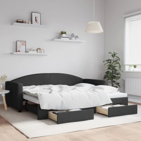 Sofá cama nido con cajones tela negro 90x200 cm de vidaXL, Camas y somieres - Ref: Foro24-3197226, Precio: 296,87 €, Descuent...