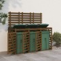 Cobertizo triple para cubos de basura madera pino marrón miel de vidaXL, Soportes para contenedores de residuos - Ref: Foro24...