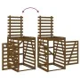 Cobertizo triple para cubos de basura madera pino marrón miel de vidaXL, Soportes para contenedores de residuos - Ref: Foro24...