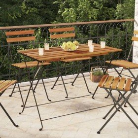 Mesa de cafetería plegable madera acacia y acero 100x54x71 cm en Mesas de jardín | Comprar online en Foru.es