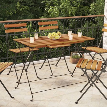 Mesa de cafetería plegable madera acacia y acero 100x54x71 cm en Mesas de jardín | Comprar online en Foru.es