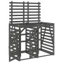 Cobertizo doble para cubos de basura madera maciza de pino gris de vidaXL, Soportes para contenedores de residuos - Ref: Foro...