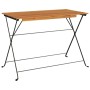 Mesa de cafetería plegable madera acacia y acero 100x54x71 cm en Mesas de jardín | Comprar online en Foru.es