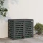 Cobertizo doble para cubos de basura madera maciza de pino gris de vidaXL, Soportes para contenedores de residuos - Ref: Foro...