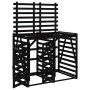 Cobertizo doble para cubos de basura madera maciza pino negro de vidaXL, Soportes para contenedores de residuos - Ref: Foro24...