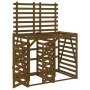 Cobertizo doble para cubos de basura madera de pino marrón miel de vidaXL, Soportes para contenedores de residuos - Ref: Foro...