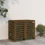 Cobertizo doble para cubos de basura madera de pino marrón miel de vidaXL, Soportes para contenedores de residuos - Ref: Foro...