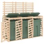 Cobertizo triple para cubos de basura madera maciza de pino de vidaXL, Soportes para contenedores de residuos - Ref: Foro24-3...