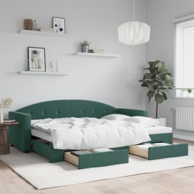 Sofá cama nido con cajones terciopelo verde oscuro 80x200 cm de vidaXL, Camas y somieres - Ref: Foro24-3197344, Precio: 286,3...