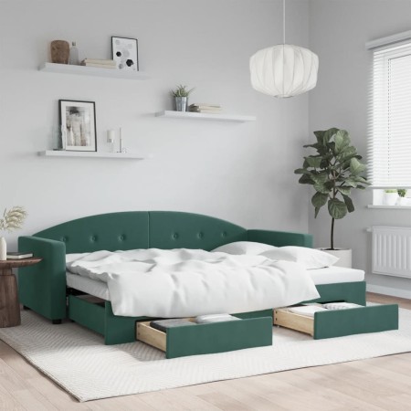 Sofá cama nido con cajones terciopelo verde oscuro 80x200 cm de vidaXL, Camas y somieres - Ref: Foro24-3197344, Precio: 286,3...
