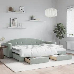 Sofá cama nido con cajones terciopelo gris claro 80x200 cm de vidaXL, Camas y somieres - Ref: Foro24-3197342, Precio: 284,41 ...