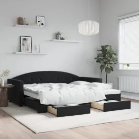 Sofá cama nido con cajones terciopelo negro 90x200 cm de vidaXL, Camas y somieres - Ref: Foro24-3197353, Precio: 288,57 €, De...