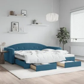 Sofá cama nido con cajones terciopelo azul 100x200 cm de vidaXL, Camas y somieres - Ref: Foro24-3197355, Precio: 291,77 €, De...