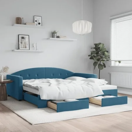 Sofá cama nido con cajones terciopelo azul 100x200 cm de vidaXL, Camas y somieres - Ref: Foro24-3197355, Precio: 291,77 €, De...