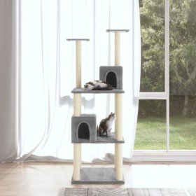 Rascador para gatos con postes de sisal gris claro 141 cm en Mobiliario para gatos | Comprar online en Foru.es