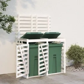 Cobertizo doble para cubos de basura madera maciza pino blanco de vidaXL, Soportes para contenedores de residuos - Ref: Foro2...