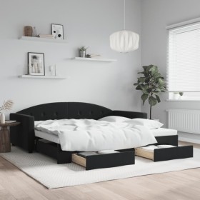 Sofá cama nido con cajones terciopelo negro 100x200 cm de vidaXL, Camas y somieres - Ref: Foro24-3197360, Precio: 313,92 €, D...