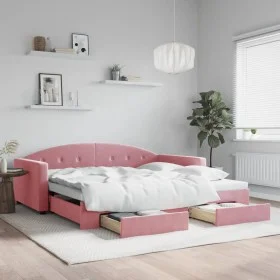 Trundle sofa bed with pink velvet drawers 100x200 cm by vidaXL, Beds and slatted bases - Ref: Foro24-3197359, Price: 304,38 €...