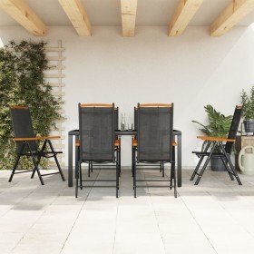 Juego de comedor para jardín 7 piezas aluminio negro en Conjuntos de jardín | Comprar online en Foru.es